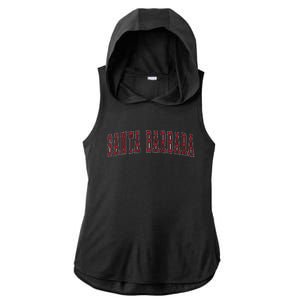 Santa Barbara California Souvenir Vacation College Style Red Ladies PosiCharge Tri-Blend Wicking Draft Hoodie Tank