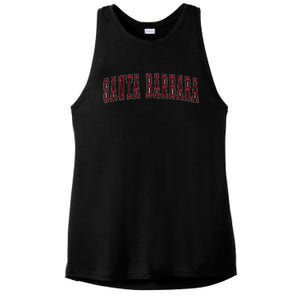 Santa Barbara California Souvenir Vacation College Style Red Ladies PosiCharge Tri-Blend Wicking Tank