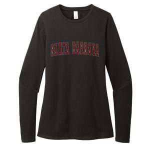 Santa Barbara California Souvenir Vacation College Style Red Womens CVC Long Sleeve Shirt