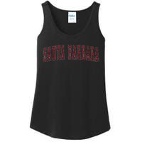 Santa Barbara California Souvenir Vacation College Style Red Ladies Essential Tank