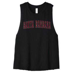 Santa Barbara California Souvenir Vacation College Style Red Women's Racerback Cropped Tank