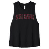 Santa Barbara California Souvenir Vacation College Style Red Women's Racerback Cropped Tank