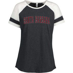 Santa Barbara California Souvenir Vacation College Style Red Enza Ladies Jersey Colorblock Tee