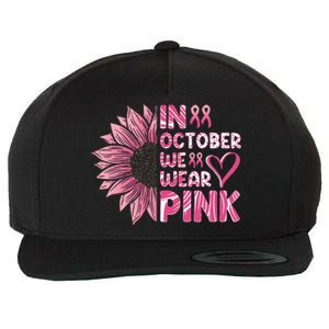 Sunflower Breast Cancer Awareness In October We Wear Pink Wool Snapback Cap