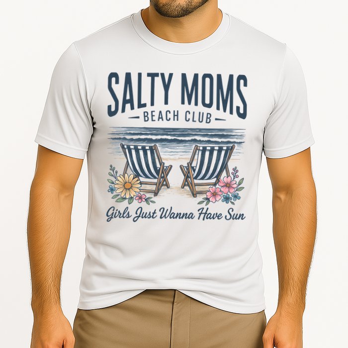 Salty Beach Club Girl Just Wanna Have Sun Matching Team Cooling Performance Crew T-Shirt