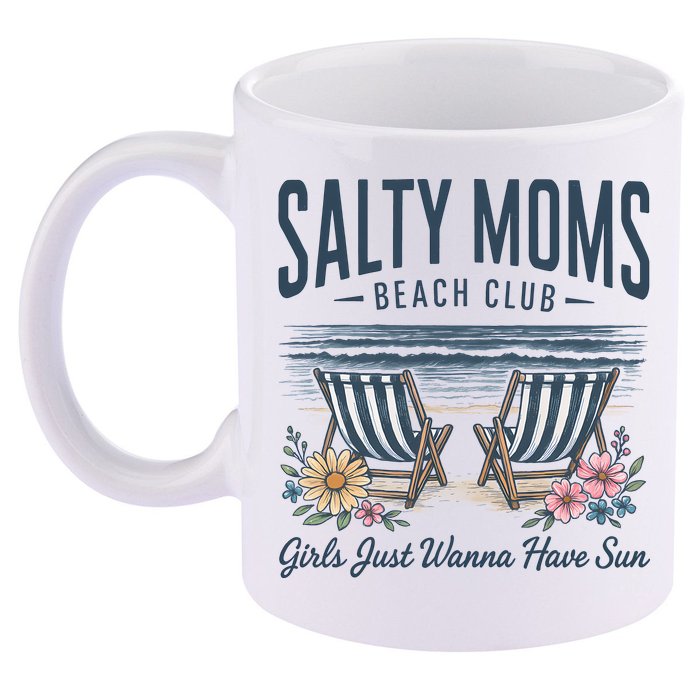Salty Beach Club Girl Just Wanna Have Sun Matching Team 11oz C Handle Ceramic Mug