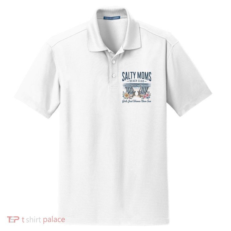 Salty Beach Club Girl Just Wanna Have Sun Matching Team Dry Zone Grid Polo