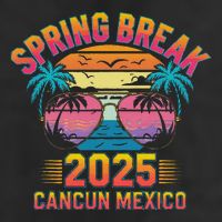 Spring Break Cancun Mexico 2025 Sunglasses Retro Beach Vacay .Png 7 Panel Mesh Trucker Snapback Hat