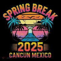 Spring Break Cancun Mexico 2025 Sunglasses Retro Beach Vacay .Png Tall T-Shirt