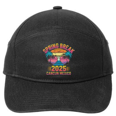 Spring Break Cancun Mexico 2025 Sunglasses Retro Beach Vacay .Png 7-Panel Snapback Hat