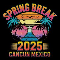 Spring Break Cancun Mexico 2025 Sunglasses Retro Beach Vacay .Png Bag
