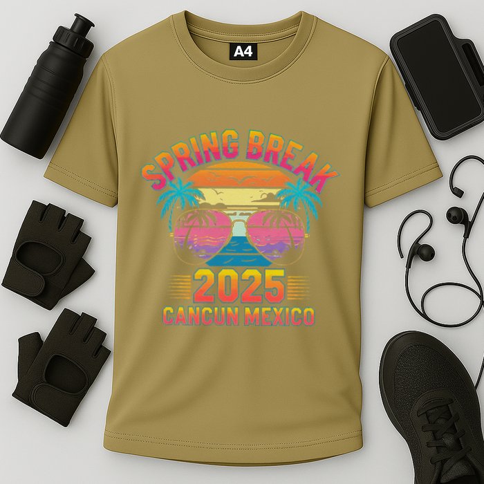 Spring Break Cancun Mexico 2025 Sunglasses Retro Beach Vacay .Png Cooling Performance Crew T-Shirt