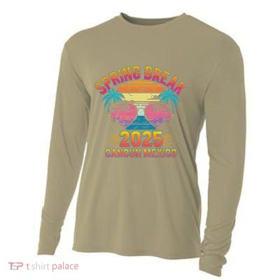 Spring Break Cancun Mexico 2025 Sunglasses Retro Beach Vacay .Png Cooling Performance Long Sleeve Crew