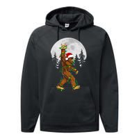 Santa Bigfoot Christmas Sasquatch Rock Roll Believe Pajamas  Performance Fleece Hoodie