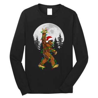 Santa Bigfoot Christmas Sasquatch Rock Roll Believe Pajamas  Long Sleeve Shirt