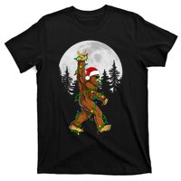 Santa Bigfoot Christmas Sasquatch Rock Roll Believe Pajamas  T-Shirt