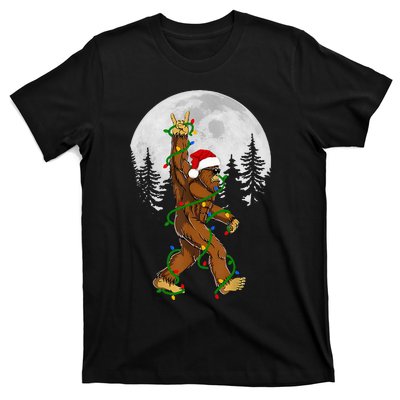 Santa Bigfoot Christmas Sasquatch Rock Roll Believe Pajamas  T-Shirt