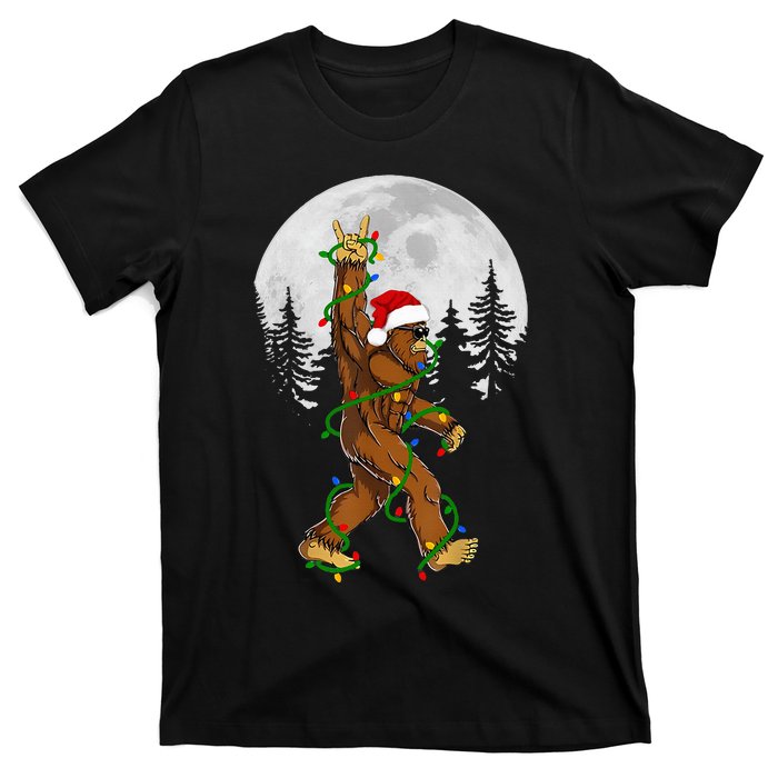 Santa Bigfoot Christmas Sasquatch Rock Roll Believe Pajamas  T-Shirt