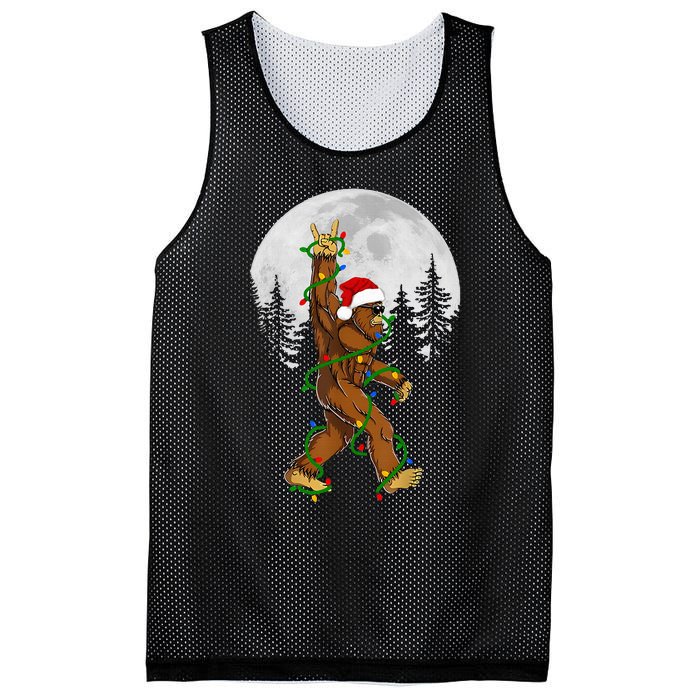 Santa Bigfoot Christmas Sasquatch Rock Roll Believe Pajamas  Mesh Reversible Basketball Jersey Tank