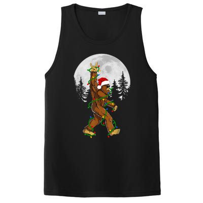 Santa Bigfoot Christmas Sasquatch Rock Roll Believe Pajamas  PosiCharge Competitor Tank