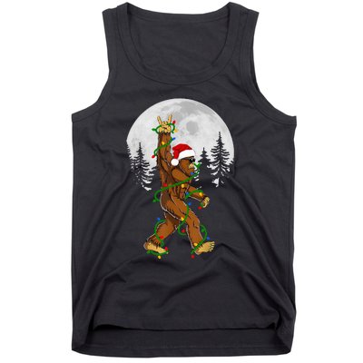 Santa Bigfoot Christmas Sasquatch Rock Roll Believe Pajamas  Tank Top