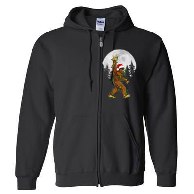 Santa Bigfoot Christmas Sasquatch Rock Roll Believe Pajamas  Full Zip Hoodie