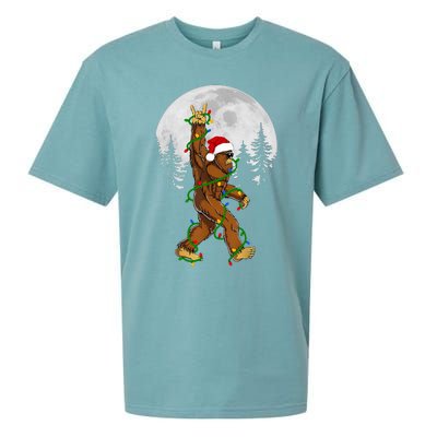 Santa Bigfoot Christmas Sasquatch Rock Roll Believe Pajamas  Sueded Cloud Jersey T-Shirt