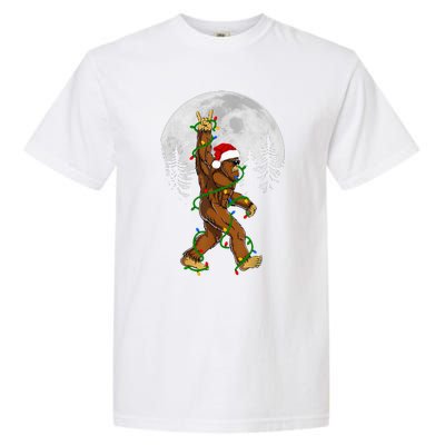 Santa Bigfoot Christmas Sasquatch Rock Roll Believe Pajamas  Garment-Dyed Heavyweight T-Shirt