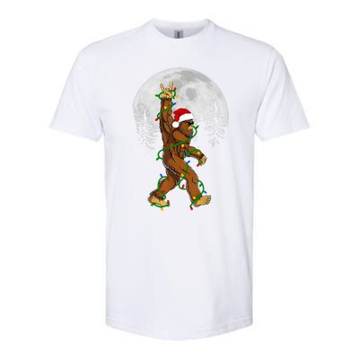 Santa Bigfoot Christmas Sasquatch Rock Roll Believe Pajamas  Softstyle CVC T-Shirt