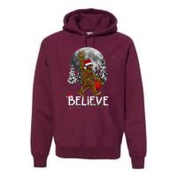 Santa Bigfoot Christmas Lights Funny Sasquatch Believe Xmas Premium Hoodie