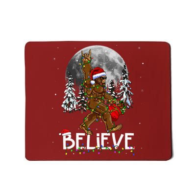 Santa Bigfoot Christmas Lights Funny Sasquatch Believe Xmas Mousepad