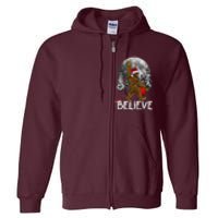 Santa Bigfoot Christmas Lights Funny Sasquatch Believe Xmas Full Zip Hoodie