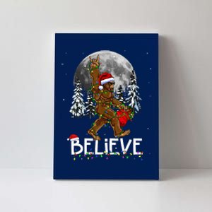 Santa Bigfoot Christmas Lights Funny Sasquatch Believe Xmas Canvas