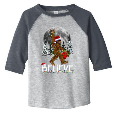 Santa Bigfoot Christmas Lights Funny Sasquatch Believe Xmas Toddler Fine Jersey T-Shirt