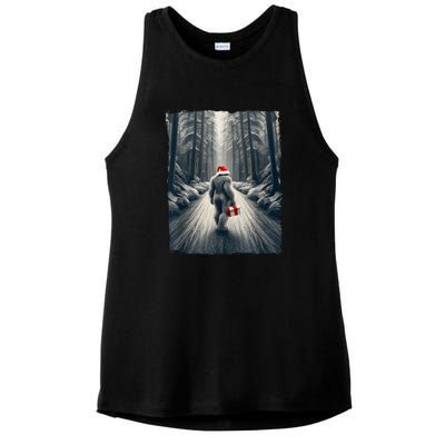 Santa Bigfoot Christmas Sasquatch Believe Ladies PosiCharge Tri-Blend Wicking Tank