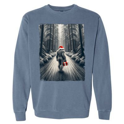 Santa Bigfoot Christmas Sasquatch Believe Garment-Dyed Sweatshirt