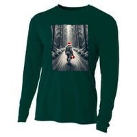 Santa Bigfoot Christmas Sasquatch Believe Cooling Performance Long Sleeve Crew