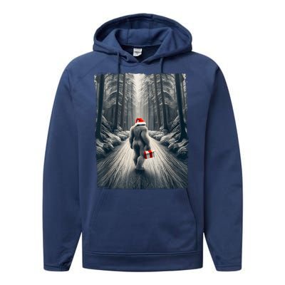 Santa Bigfoot Christmas Sasquatch Believe Performance Fleece Hoodie