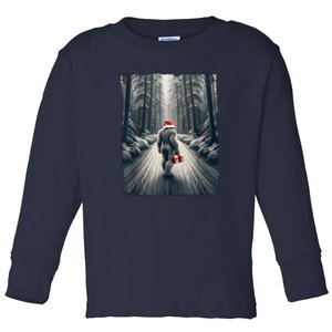 Santa Bigfoot Christmas Sasquatch Believe Toddler Long Sleeve Shirt