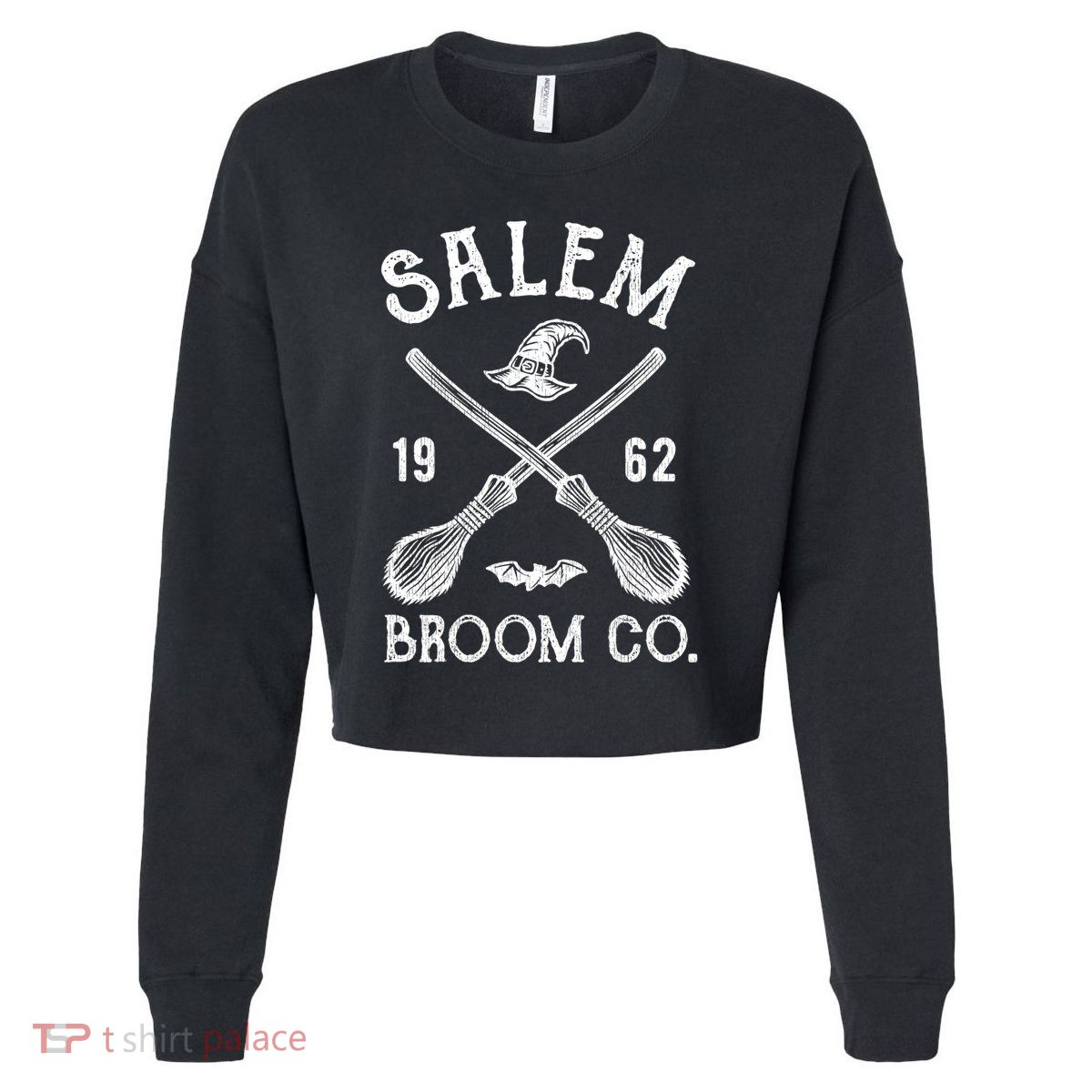 Salem Broom Company Grunge Halloween S Witch Gift Cropped Pullover Crew