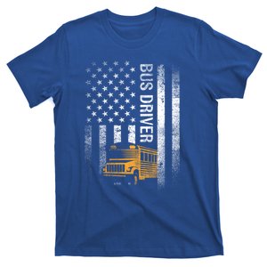 School Bus Driver Usa American Flag Funny Bus Driver Gift T-Shirt