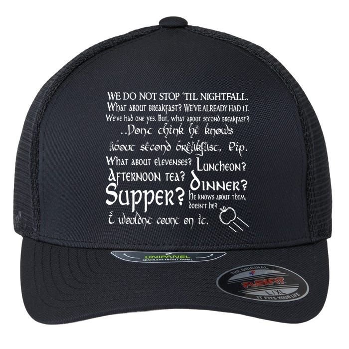 Second Breakfast Design On A Flexfit Unipanel Trucker Cap