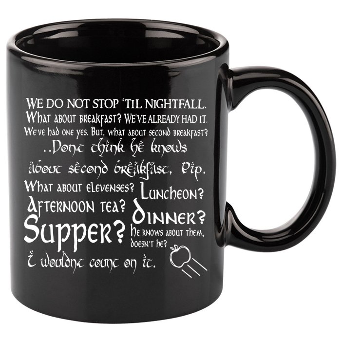 Second Breakfast Design On A 11oz C Handle Ceramic Mug