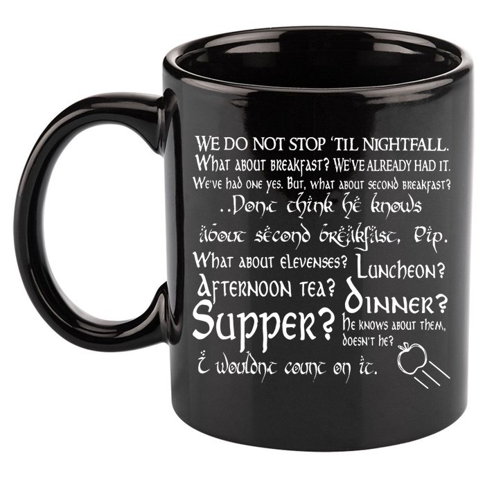 Second Breakfast Design On A 11oz C Handle Ceramic Mug