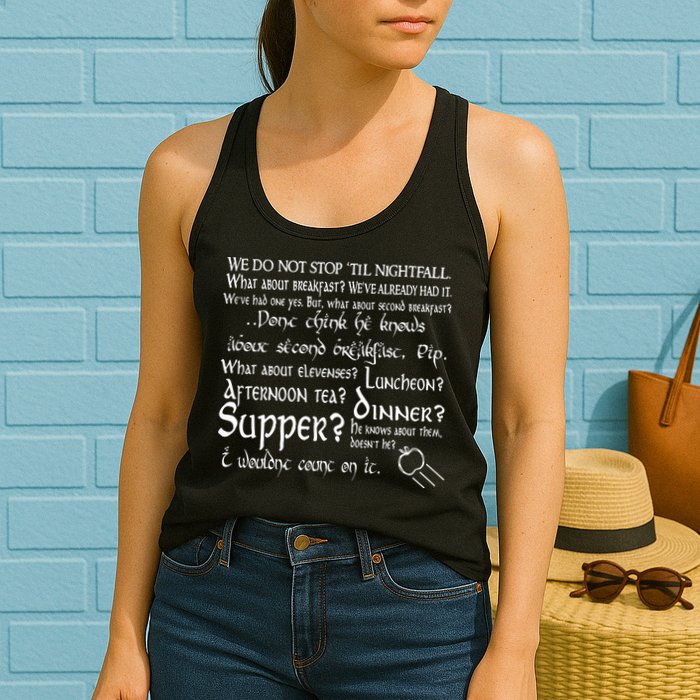 Second Breakfast Design On A Womens Tank Top