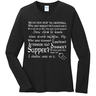 Second Breakfast Design On A Ladies Long Sleeve Shirt