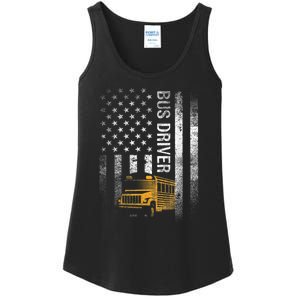 School Bus Driver Usa American Flag Funny Bus Driver Gift Ladies Essential Tank