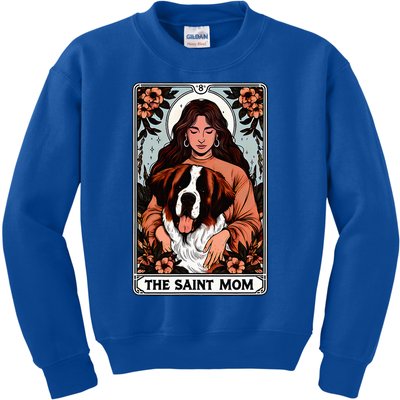 Saint Bernard Dog Mom Tarot Card Kids Sweatshirt