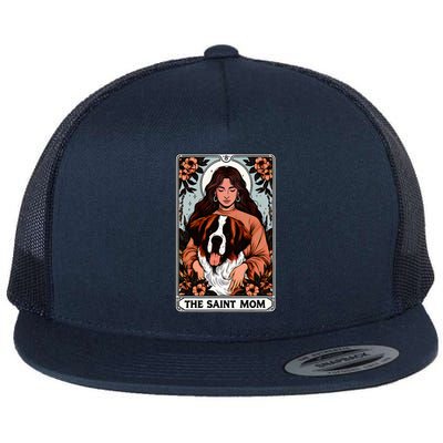 Saint Bernard Dog Mom Tarot Card Flat Bill Trucker Hat