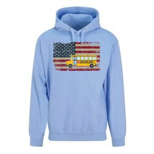 School Bus Driver American Flag USA Driving School Bus Unisex Surf Hoodie